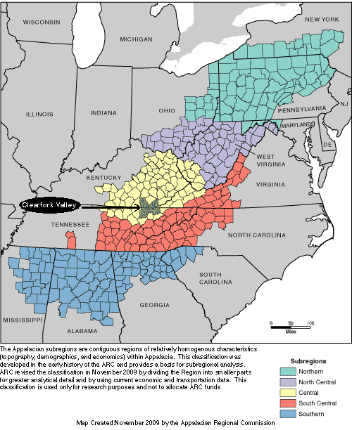 Map of Sub-Regions in Appalachia